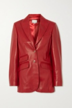 Blazer en cuir pour femme à double boutonnage en cuir d&#39;agneau rouge Taille... - £117.98 GBP