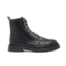Vegan ankle boot combat ranger style on black vegan leather with Zip &amp; Non-Skid - £103.47 GBP+
