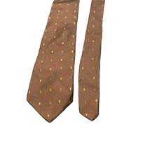 Nates Brown Silk Mens Tie with Multicolored Dots Necktie - $12.59