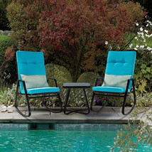 Iron Outdoor Rocking Chair with Cushion set of 3 - £183.81 GBP