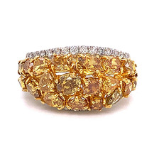 4.16ct Natural Fancy Yellow Color Diamonds Engagement Ring 18K Solid Gold  - £11,002.68 GBP