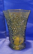 Vintage 1930’s-40’s Anchor Hocking Green Harvest Grape Pattern 8-Sided Vase - $23.36