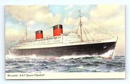 Postcard RMS Queen Elizabeth Cunard Line British Ocean Liner Passenger Ship Sunk - £4.74 GBP