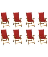  Garden Chair Set of 8 Red Solid Acacia wood Standard Foldable - $19,631.48 MXN