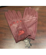 Women Driving Dress Unlined Leather Gloves With Snap Closure Burgundy XL - $10.70