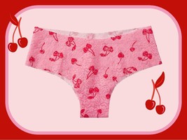 M Pink Red Cherry Logo Noshow All Lace Victorias Secret Pink Cheekster Panty - £8.63 GBP