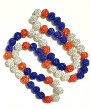 Rhinestone Crystal Beaded Baseball Necklace Orange Blue Florida Gators Colors - £15.81 GBP+