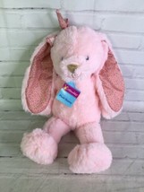 Dan Dee Floppy Lop Patterned Ear Bow Bunny Rabbit Plush Pink Stuffed Animal Toy - £22.15 GBP