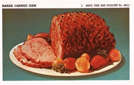 Vintage 1950 Baked Canned Ham Print Cover 5x8 Crafts Food Decor - $19.99