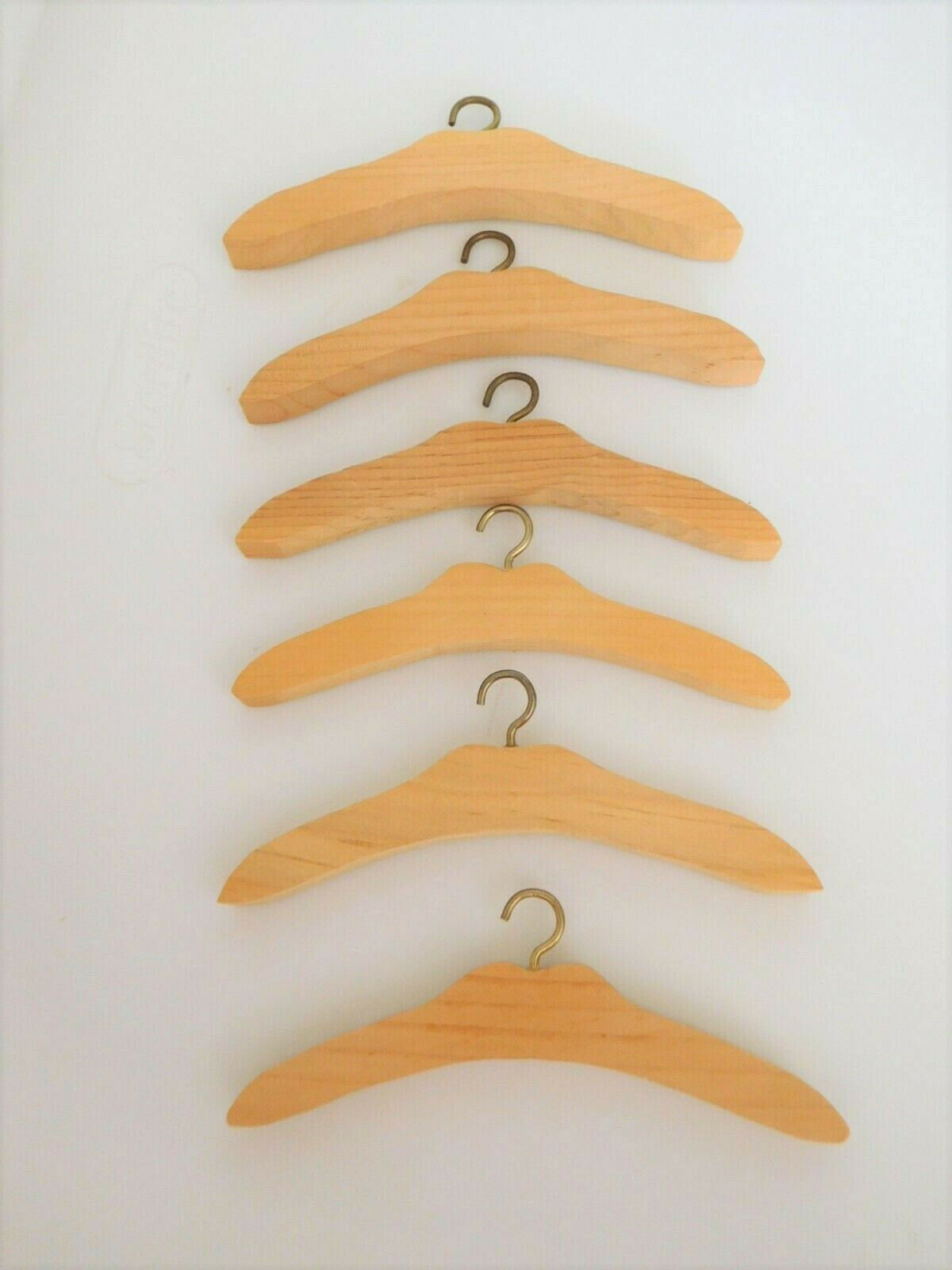  Lot of 6 Wood Doll Clothes Hangers 6" Wide American Girl Etc.  - $9.99