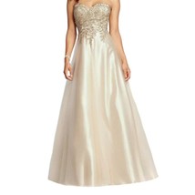 Cecily Brown Size XS Gold Champagne Strapless Corset Tulle Floor Formal Dress - £139.56 GBP