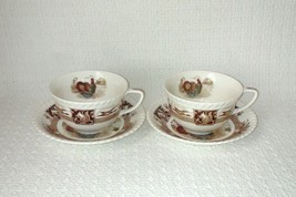 Johnson Bros BARNYARD KING Thanksgiving Turkey Cups &amp; Saucers (2)  England - £27.51 GBP