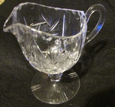 Crystal Heavy Clear Footed Gravy Boat Or Cranberry Sauce 4.75&quot;H X 4.5W Cl EAN - £13.99 GBP