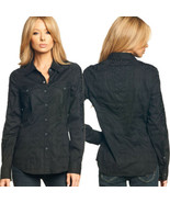 Affliction Rock Out 111WV047 Metal Studs Western Women LS Dress Shirt Bl... - €63,93 EUR