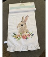 Bunny Boulevard Easter Rabbit Floral White 14” X 72&quot; Table Runner NWT - £22.51 GBP