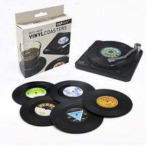 Funny Retro Vinyl Record Coasters For Drinks With Vinyl Record Player Ho... - £18.21 GBP