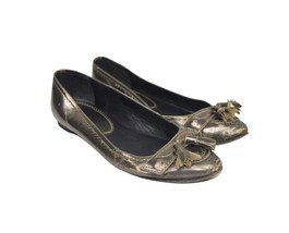 Burberry Tassel Flats Womens 37 Metalic Gold Slip On Loafers Pointed  Stanhope - £38.61 GBP