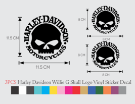 3 PCS Harley Davidson Willie G Skull Vinyl Sticker decals Set - £9.66 GBP+