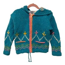 The Sweater Venture Childrens Wool Size 4 Cardigan Jewel Full Zip Pockets Hooded - £23.42 GBP