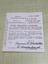Vintage 1965 Pink Novelty Wife Beaters License Jokes Gags Pranks KG JD - $6.92