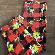 Dr Seuss Womens Grinch Pajama Pants Red Green sz M plush NWT Christmas Holiday - £21.55 GBP