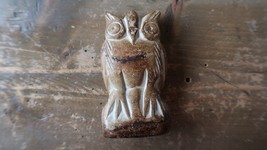 Antique 3.5&quot; Brown Owl Decor Figure - £23.80 GBP