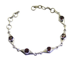 gorgeous Garnet 925 Solid Sterling Silver Red Bracelet Natural jewelry US gift - £35.59 GBP