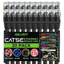 GearIt 20-Pack, Cat5e Ethernet Patch Cable 2 Feet - Snagless RJ45 Comput... - £36.96 GBP