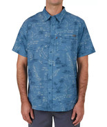 Salty Crew Men&#39;s Seafarer Tech Woven T-Shirt Slate Blue Button up Size M... - €34,49 EUR