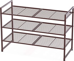 Bronze 3-Tier Stackable Shoes Rack Storage Shelf For Simple Houseware. - £29.50 GBP