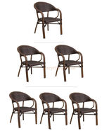 Dark Brown Rattan Restaurant Patio Dining Chair Dark Brown Bamboo Alumin... - $184.89+