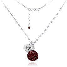 Virginia Tech University VT Crystal Ball Sphere Necklace Silver College License - £78.05 GBP