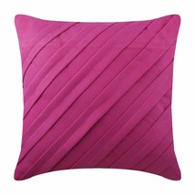 Textured Pintucks Pink Faux Suede Fabric 16x16 Pillow Case, Contemporary Fuchsia - £23.20 GBP+