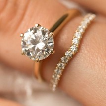 3CT Round Cut Engagement Ring Set/ Diamond Solitaire Ring Set/ 2 Pieces Ring Set - £71.06 GBP