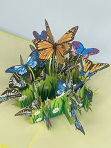 Butterfly Garden 3D Pop Up Card Wedding Birthday Spring Anniversary Nature - £9.74 GBP