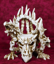 Legendary Arthurian Merlin Dragon Skulls Bones Skeletons Throne Chair Figurine - £28.76 GBP
