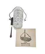 WM Roger Crystal Butter Server with Spreader 3-pc Set Elegant Vintage Ta... - $21.03 CAD