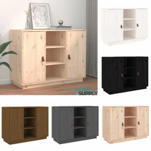 Rustic Wooden Pine Wood Sideboard Storage Cabinet Unit With 2 Doors Open Shelves - $164.85+