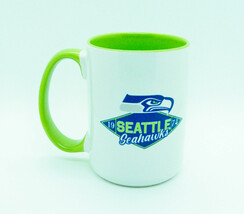 Seattle Seahawks NFL Old School Logo Coffee Mug Tea Cup 15 oz Green Interior - £18.31 GBP