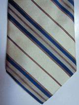 NEW Hart Schaffner Marx Light Gold With Brown and Blue Stripes Handmade Tie - £26.54 GBP