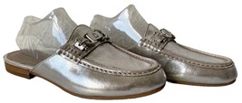 Donald J Pliner Sylvi Metallic Silver Leather Horsebit Mules Flats - Wom... - $47.45