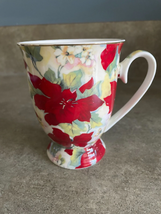Elegance Red Floral Coffee Tea Mug Poinsettias Flowers - $4.74