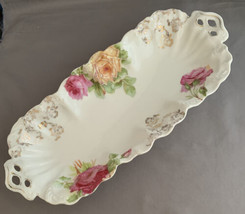 Antique Celery Tray or Bread Dish Roses Weimar Germany Victorian Shabby Cottage - £11.73 GBP