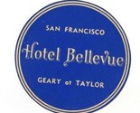 Hotel Bellevue Luggage Label San Francisco California - £11.03 GBP