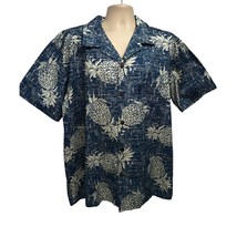 Palmwave Mens Blue Hawaiian Aloha Floral Button Up Shirt 2XL Pocket Cott... - £39.10 GBP
