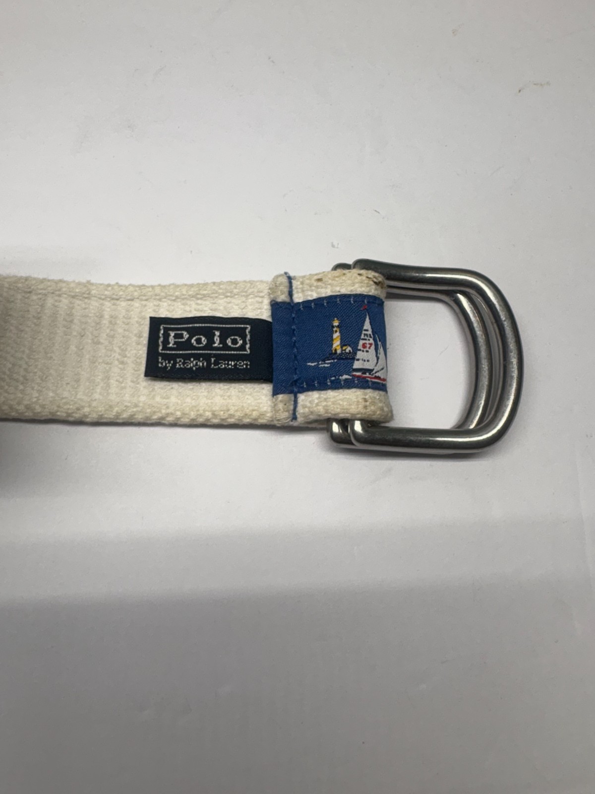 Polo Ralph Lauren Canvas Lighthouse Sailboat Nautical Double Ring Belt Item image 5