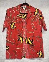 Hilo Hattie Men&#39;s Hawaiian Original Shirt Red Colorful Tropical Fish Sz Med 275 - £23.53 GBP