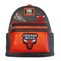 Loungefly MINI Backpack NBA Chicago Bulls Basketball Black Red 10&quot; x 9&quot; Ages 8+ - £57.46 GBP