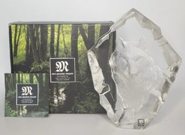 Mats Jonasson Full Lead Crystal Wolf Paperweight Signed Sweden in Box U116 - $89.99