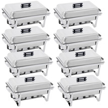 8 Pack 8 Qt Stainless Steel Chafer Chafing Dish Set Catering Food Warmer - £265.18 GBP